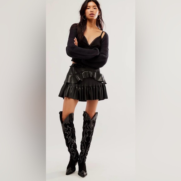 Loveshackfancy Vegan Leather Elie Skirt